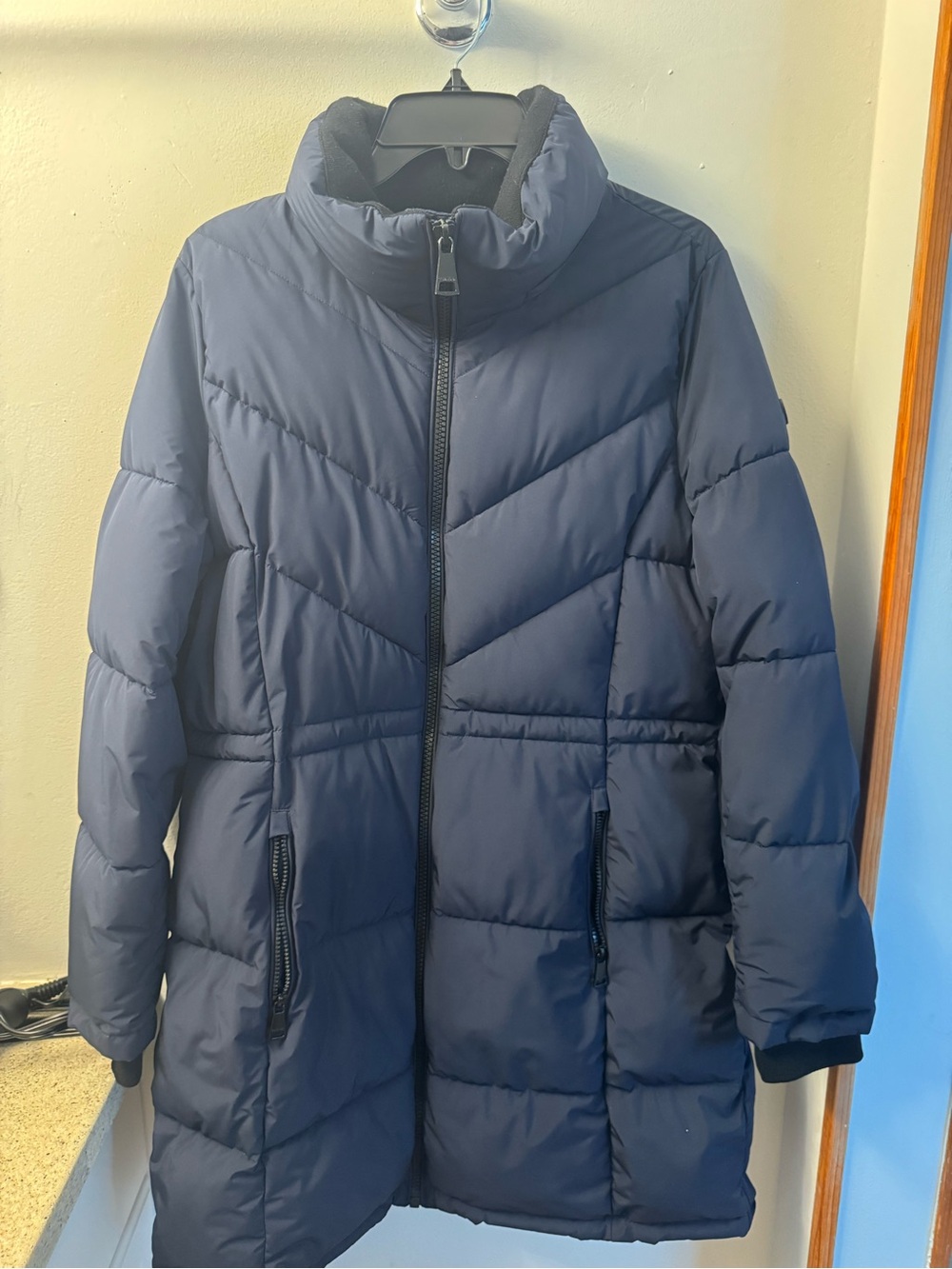 Calvin Klein Navy Quilted Puffer Coat